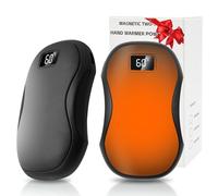 Kqpoinw Calentador de Manos Recargable 2 Piezas, 4000mAh Calienta Manos Eléctrica de Bolsillo Magnético, 3 Niveles de Calor, Calentador Portatil y Reutilizables para Camping, Exteriores, Golf (Negro)