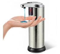 Kqpoinw Dispensador Jabón Automático, 260ml Dispensador Jabón Baño con Sensor, Funciona con Pilas,Resistente al Agua IPX5, 3 ajustes Acero Inoxidable Dispensador Jabon Liquid Cocina para Cocina, Baño