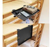 Kqpoinw Estante para Mesita de Noche Bandeja, Estante de Cama con Guía de Cables y 2 Ganchos, Mesita de Noche Colgante, Organizador Bandeja con Clip para Cama Alta Dormitorio Universitario