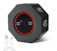 Kqpoinw Temporizador Cocina, Temporizador Visual con Sensor de Gravedad, Pantalla LED Pomodoro Timer, Cuenta Atrás Timer Digital para Cocina, Fitness, Trabajo, Estudio, Niños (Negro)