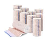 Kquepo Paquete de 10 Vendajes Elásticos de 10 cm, Vendajes de Compresión para Piernas, Vendajes para Linfedema en Piernas, Tobillos, Rodillas y Abdomen.