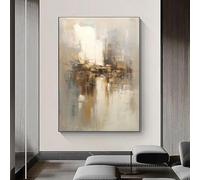 KQZVCU Pintura abstracta en lienzo de color beige y dorado, arte de pared abstracto para decoración de paredes de salón, arte moderno, imágenes de oro gris, 70x90cm sin marco