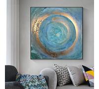 KQZVCU Pintura en lienzo de oro azul abstracto moderno, carteles e impresiones, imágenes artísticas de pared para sala de estar, decoración del hogar, 50x50cm sin marco