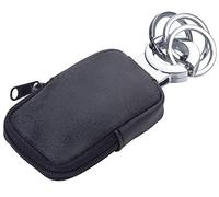 KR21-77/DG - Llavero con Bolsillo para Monedas, máscara, etc., Revestimiento Antibacteriano, Mata el 99,9% de Las bacterias Superficiales, Cierre de Cremallera, 3 Anillas, Piel sintética, Color Negro