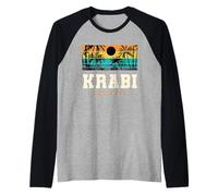 Krabi Tailandia Retro Atardecer Palm Beach Isla Tropical Camiseta Manga Raglan