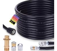 Kränzle Kärcher K2, K3, K4, K5, K6, K7 - Juego de manguera para limpieza de tuberías (30 m, 240 bar, incluye adaptador M22, boquillas rígidas + giratorias)