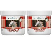 Kräuterhof Bálsamo de caballo cálido extra fuerte DUO (2 x 500 ml) - pomada térmica que promueve la circulación sanguínea, gel de masaje con castaño de indias y hojas rojas, alivia el dolor articular