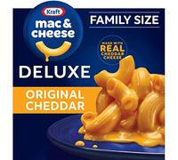 Kraft Deluxe Original Cheddar Macarrones con queso y macarrones y queso para cena familiar, caja de 24 onzas