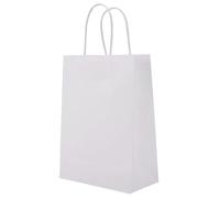 Kraft Paper Bags Shopping Bags Weddings Candies Special Items Handles Small Paper Bags Parties Bags Brown Bags, Set of 25 Pieces (White)