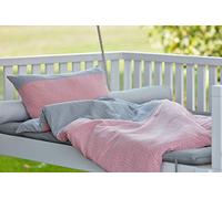KraftKids Juego de ropa de cama de muselina gris lunares muselina rosa puntos de almohada de 40 x 60 cm y edredón de 135 x 100 cm, funda nórdica de algodón, ropa de cama hecha a mano en la UE