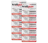kraftmax CR2025 - Pilas de litio de alto rendimiento (10 unidades, 3 V, CR 2025, para aplicaciones profesionales)