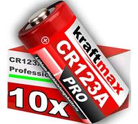 kraftmax Pack de 10 pilas CR123/CR123A de litio de alto rendimiento para aplicaciones profesionales