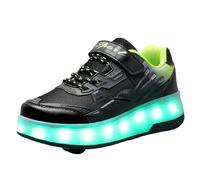 Kraftpaid Zapatillas Deportivas con Dos Ruedas y Luces,Zapatillas de Skateboarding Niñas Niños,Zapatillas con Ruedas,Recargables,Multiusos,para Regalos navideños creativos para niños