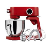 Kraftsman Robot de cocina, amasadora para masa de pan, carcasa de metal, 8 niveles con temporizador, cuenco de 5 L, 4 cabezales de acero inoxidable (rojo)