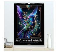 Krafttiere und Kristalle (hochwertiger Premium Wandkalender 2026 DIN A2 hoch), Kunstdruck in Hochglanz: Mit kurzen Botschaften aus der Tiefe der Natur - kraftvoll, klar und berührend