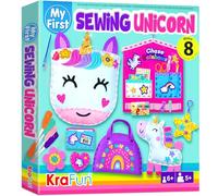 KRAFUN Kit de Costura Unicornio para Niños 5+ Años, 5 Proyectos Fai da Te (Muñeco, Almohada, Bolso), Fieltro, Instrucciones, Juguete Educativo