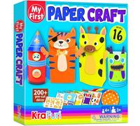 KRAFUN Kit de Manualidades en Papel Animales de Safari para Niños 3+ Años, 16 Proyectos Fai da Te, Bolsas, Platos, Instrucciones, Caja Reutilizable