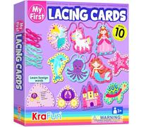 KRAFUN Kit de Tarjetas de Cordones Unicornio para Niños 3+ Años, 10 Proyectos Fai da Te (Princesa, Sirena, Castillo), Instrucciones, Juguete Educativo