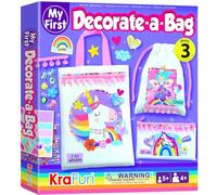 KraFun Kit para Decorar Bolsos Niños 5+ Años, Tema Unicornio & Hada con Pegatinas & Gemas, 3 Bolsos DIY, Instrucciones, Set Creativo Niñas & Niños, Juguete Educativo