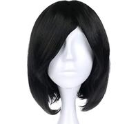 Kraja Mikasa Ackerman - Peluca de pelo sintético negro liso para mujeres fanáticas