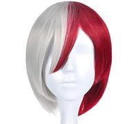 Kraja - Peluca Cosplay de Shoto Todoroki para los fans de Halloween Fiesta Blanco y Rojo (Todoroki)
