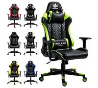 KRAKEN CHAIRS Silla Gaming de Piel sintética Silla de Oficina Ergonómica Silla Altura Ajustable Sillón giratoria Reposabrazos Ajustable Cojín Lumbar Negro-Verde