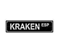 KRAKEN ESP ANIMAL - Letrero de metal para calle, bar, cafetería, garaje, cueva, hogar, habitación, baño, granja, jardín, porche, patio, 40,6 x 10,2 cm