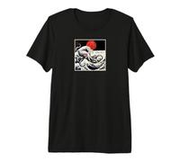 Kraken Kaiju Monstruo Doodle Japonés Ukiyoe Océano Mar Camiseta Premium