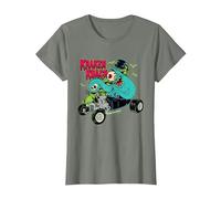 Kraken Koach Extraño y Divertido Pulpo Monster Hot Rod Dragster Camiseta, Mujer, Verde Militar Jaspeado, XL