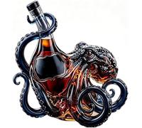 Kraken - Pulpo de cristal de ron, botella de pulpo de ron Kraken 3D, decantador de botella de licor de vidrio de borosilicato de 350 ml, escultura náutica de decoración marina, adorno de bar para el