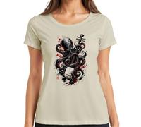 Kraken Shamisen Japanese Músico Japón Y2K Camiseta Mujer, naturaleza, L