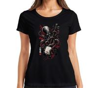 Kraken Shamisen Japanese Músico Japón Y2K Camiseta Mujer, Negro , 3XL