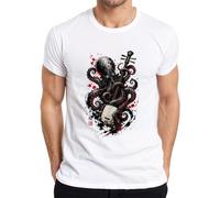 Kraken Shamisen Japanese Músico Japón Y2K Camiseta para hombre, Blanco, M