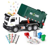 kramow Camión de Basura con Luces y Sonidos, 12" Vehículo Juguete Educativo para Niños de 2 a 5 Años, Regalo para Niños y Niñas, Verde