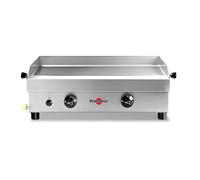 KRAMPOUZ - Plancha de gas Samba - Placa de cocción de acero inoxidable de 54 x 33 cm - 3.000 vatios - 2 zonas de cocción - 2 quemadores de acero inoxidable - Limpieza fácil - Fabricada en Francia