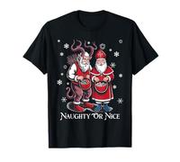 Krampus and St Nicholas Naughty or Nice Kids Christmas Camiseta