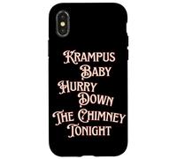 Krampus Baby Date prisa por la Chimenea Esta Noche Humor Oscuro Navidad Carcasa para iPhone X/XS