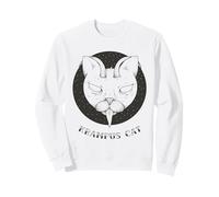 Krampus Cat Horror Xmas Illustration Horned Cat w Tongue Sudadera