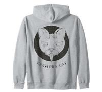 Krampus Cat Horror Xmas Illustration Horned Cat w Tongue Sudadera con Capucha