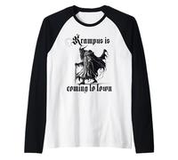 Krampus Evil Santa Claus - Krampus del Sur de Alemania Camiseta Manga Raglan