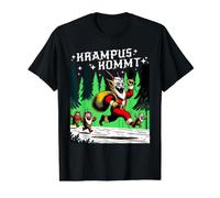 Krampus Kommt Retro Scary Christmas Night Merry Krampusnacht Camiseta gráfica económica, Hombre, Negro, L