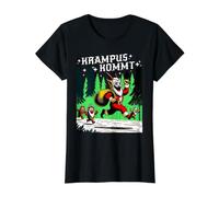 Krampus Kommt Retro Scary Christmas Night Merry Krampusnacht Camiseta gráfica económica, Mujer, Negro, S