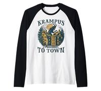 Krampus T | Papá Noel Aterrador | Máscara Krampus Bartl Camiseta Manga Raglan