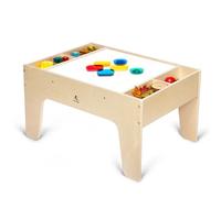 KRAND Luz sensorial LED 2 en 1 y mesa Brock de construcción con 4 compartimentos de almacenamiento para niños, preescolar, aula y sala de juegos, aprendizaje sensorial, juego educativo y juego