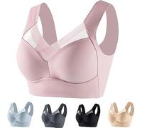 KraPhy Wmbra Bra, Wmbra Posture Correcting Bra, Women Summer Push Up Wireless Bra Fashion Deep Cup Bra (Pink,X-Large)