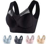 KraPhy Wmbra Bra, Wmbra Posture Correcting Bra, Women Summer Push Up Wireless Bra Fashion Deep Cup Bra (Black,X-Large)