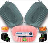 KRAPPS Molde Silicona Freidora de Aire Reutilizables 5-8L Set 3 Piezas 21cm - Moldes Silicona Air Fryer, Recipiente Air Fryer, Accesorios Freidora de Aire, Bandeja para Airfyer, Moldes para Airfryer