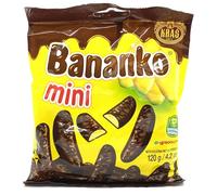 Kraš Bananko 120 g - Mini plátanos de espuma cubiertos de chocolate, irresistiblemente deliciosos - ¡Disfrute de cada bocado de dulce felicidad! Paquete de 5 (120G, 5 Pack)