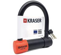 KRASER KR120S Robusto Candado Moto U Bloqueo Cepo Rueda, Homologado SRA, Alta Seguridad Testada, Arco 120x125mm ø18mm Doble Cierre, Cerradura Antiganzua, Antirrobo U Lock para Scooter, Bici Eléctrica
