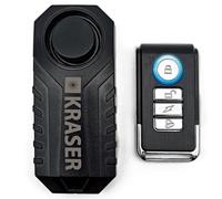 KRASER KR726 Alarma Bicicleta, Control Remoto, Sensor Movimiento 7 Niveles, 3 Tonos, 113dB Inalámbrica con Mando, Alarma Patinete Eléctrico, Alarma Moto sin instalación Seguridad Antirrobo Bici Puerta